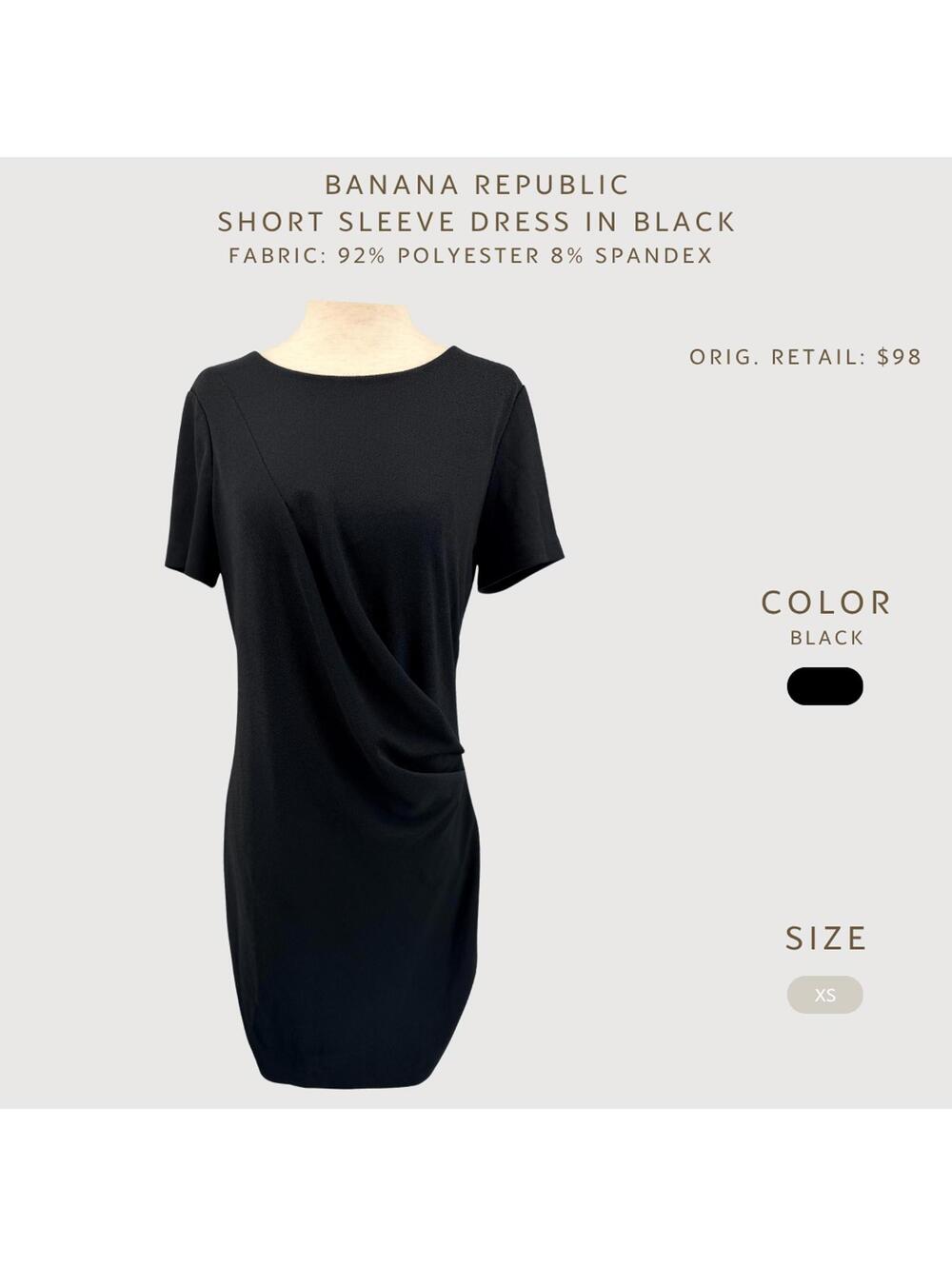 Banana Republic Black Sheath Dress Draped XS - Picture 2 of 9